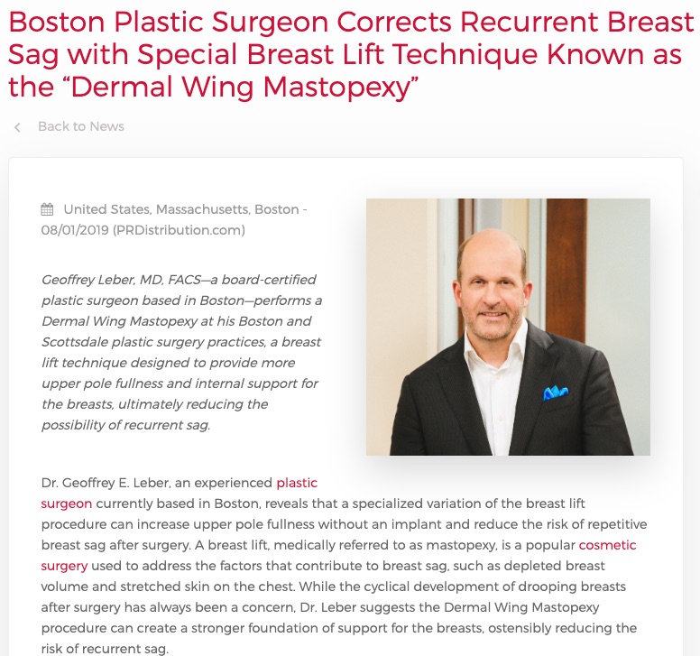 Boston Plastic Surgeon Corrects Breast Sag with Dermal Wing Mastopexy